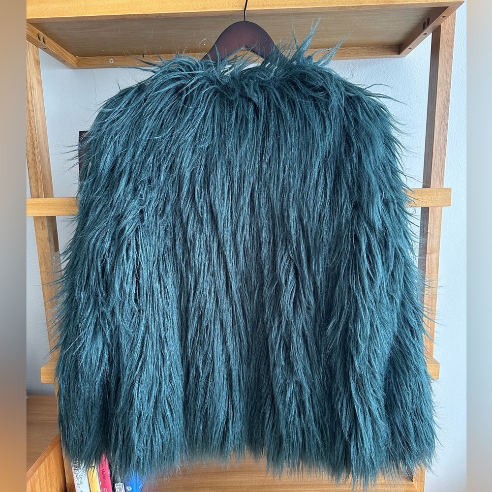 Donna Salyers Fabulous Dark Green Faux Fur Jacket - size M - Picture 2 of 8